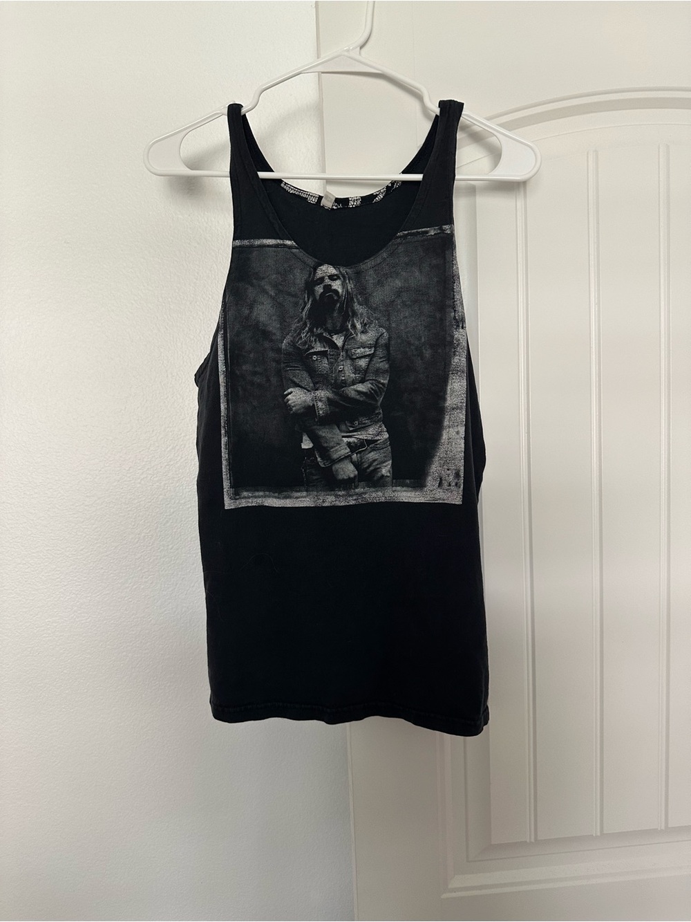 Women’s Vintage  Black Graphic Tank Top with Monochrome Print